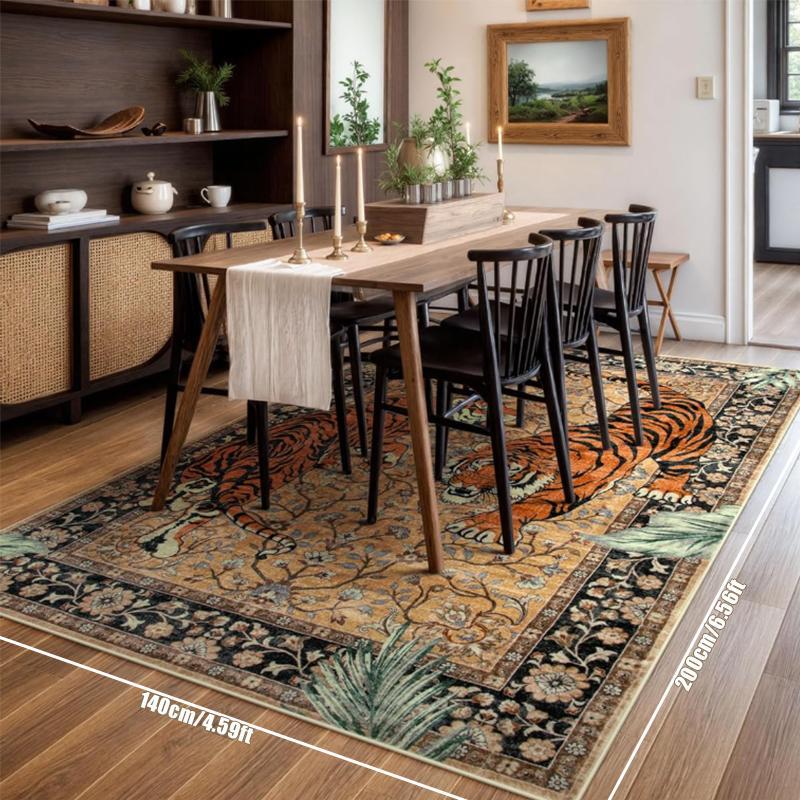 Tiger Pattern Area Rug, Animal Print Rug, 1 Count Non-slip Washable Floor Mat, Decorative Carpet for Home Living Room Bedroom Study Room Hotel #TOP PICKS