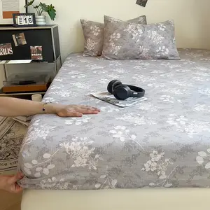 3-Piece Bed Sheet Set, Includes 1 Fitted sheet+ 2 Pillowcases, Soft Breathable Fabric, Dustproof Non-Slip Mattress Protector Single Double Queen size