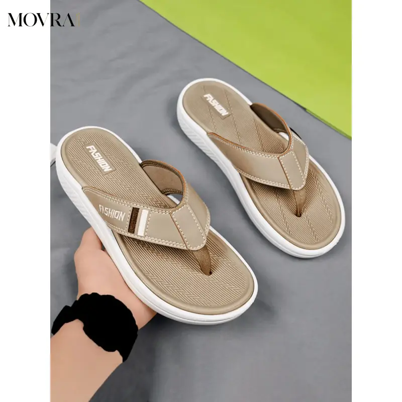 MOVRA1 Men's Sandals, Fashionable Soft Sole Flip Flops, Trendy Beach, Comfortable Outdoor Footwear, Stylish Men's Shoes, PU Sandals