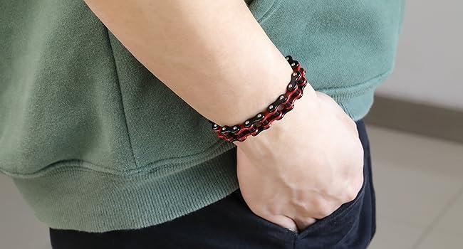 Mens Bikers Bracelet Stainless Steel Motorcycle Bike Chain Bracelets 8.4 Inch