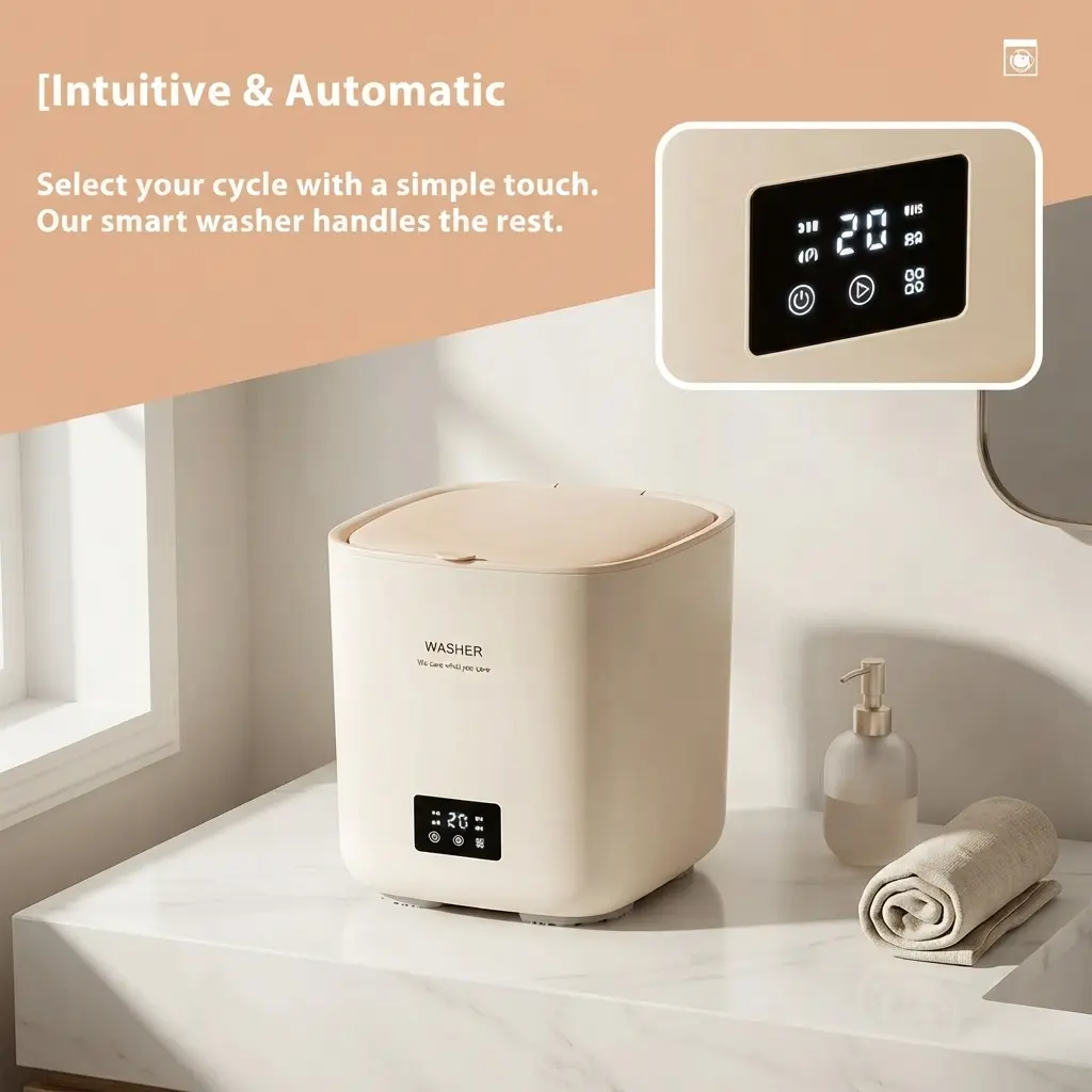 Fully automatic smart washing machine, wash-dry combo, portable for dormitory and travel, mini underwear and sock washing machine, gift