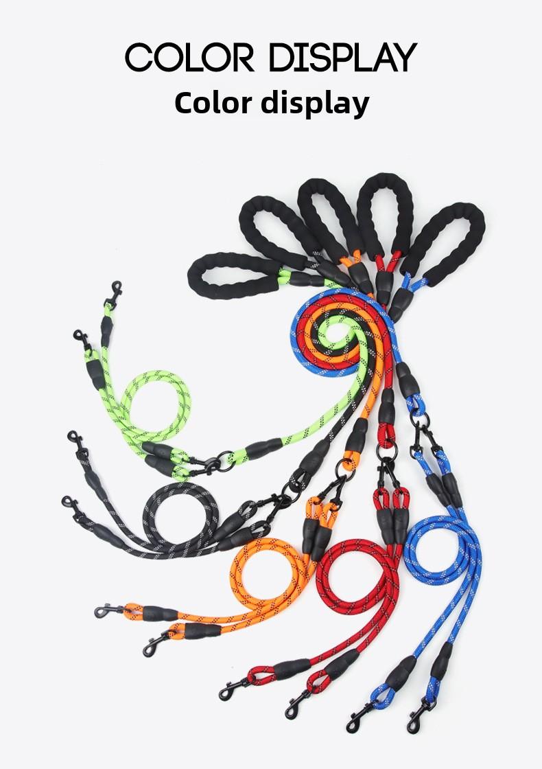 3-in-1 Reflective Dog Leash for Medium Large Dogs, Heavy Duty 3 Way No Tangle Multiple Dog Leash with 360° Swivel Clips, Comfortable Anti-Slip Padded Handle, Detachable Flexible Combination Pet Walking Lead, High Visibility Reflective Safety Dog Leash for