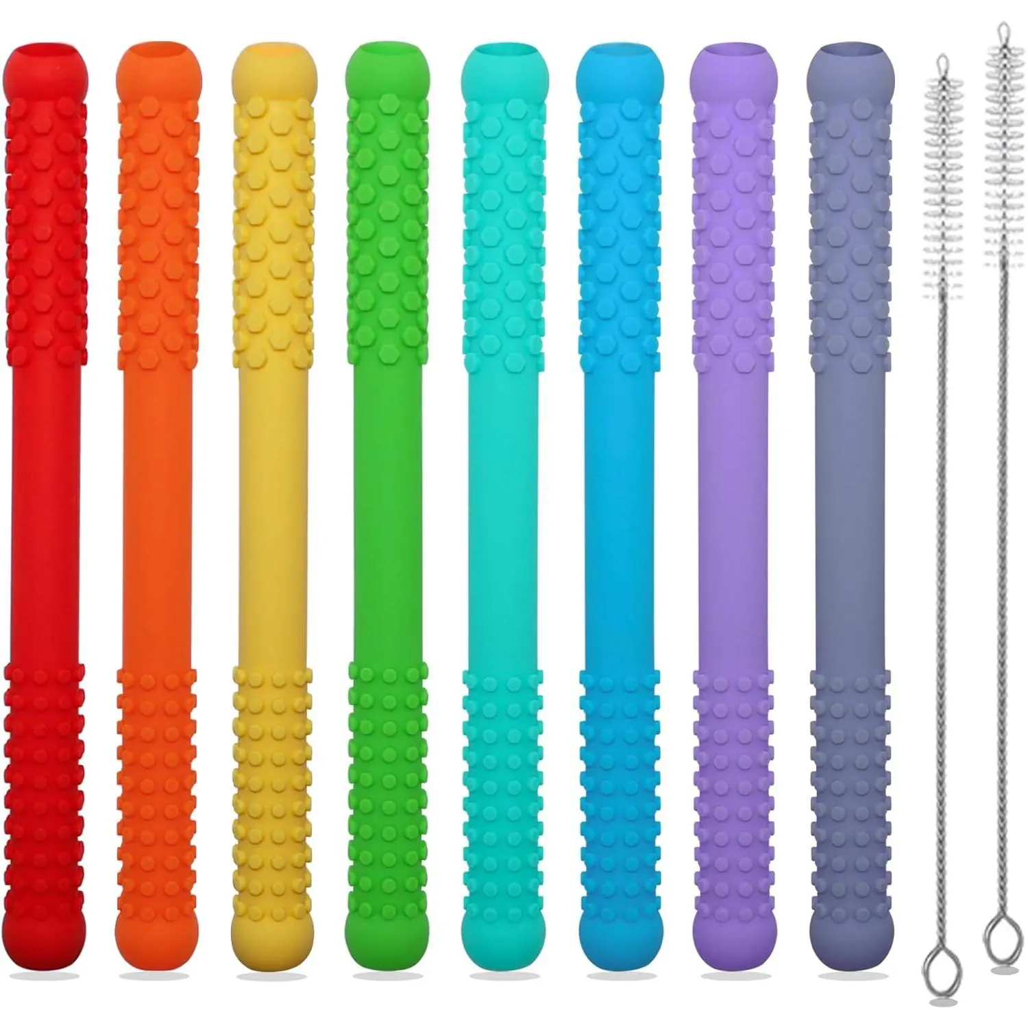 Teething Straws Sticks for Babies 6-12 12-18 Months, 8 Pack Teething Toys 3-6 Months, Silicone Teethers for Babies Toddlers Nursing Biting Chewing, Autism Chew Toys for Sensory Kids Teething Relief, Cpsc Safe, Food Grade, Relieves Pain,sohochic