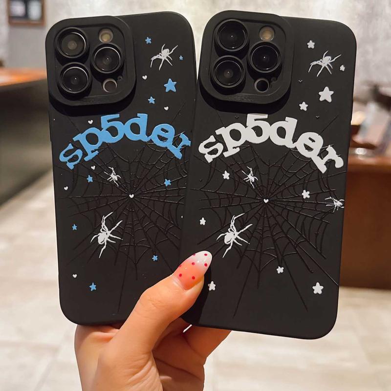 Dark Spider Web Design Tpu Anti-Drop Phone Case Set, Soft Full Coverage Compatible with iPhone 11, 12, 13, 14, 15, 16, 17 Series, Samsung Galaxy S21, S22, S23, S24, S25, S26,Trendy and Protective Case for Every Style