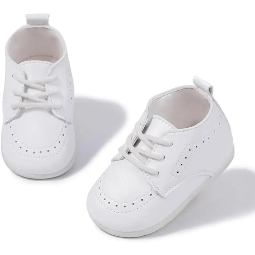 Infant Baby Boys Girls Classic PU Leather Wedding Loafers Brogue Toddler Oxford Dress Shoes First Steps Walking Flat Lazy Crib Shoe