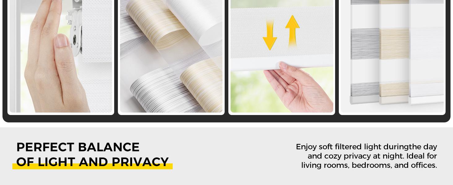 Cordless Zebra Blinds Linen No Drill Installation Linen High Precision Fabrics Beige 32.5" W x 72" H