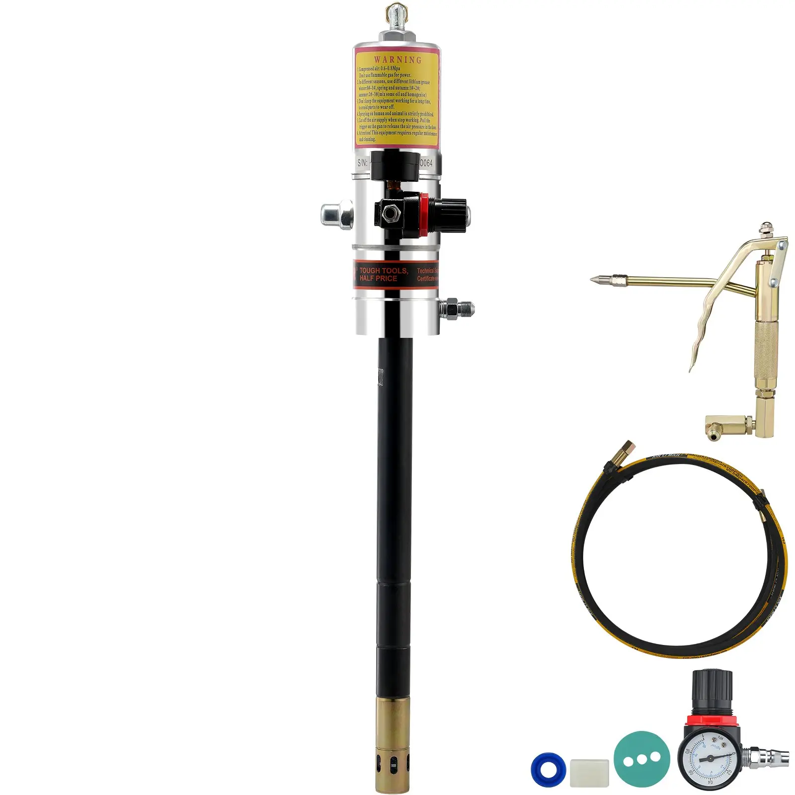 【DealsForYouDays】VEVOR Grease Pump, 50:1 Pressure Ratio Air Operated Grease Pump with 13 ft High Pressure Hose and Grease Gun, Pneumatic Grease Pump, Portable Lubrication Grease Pump with 360° Swivel Grease Gun Head