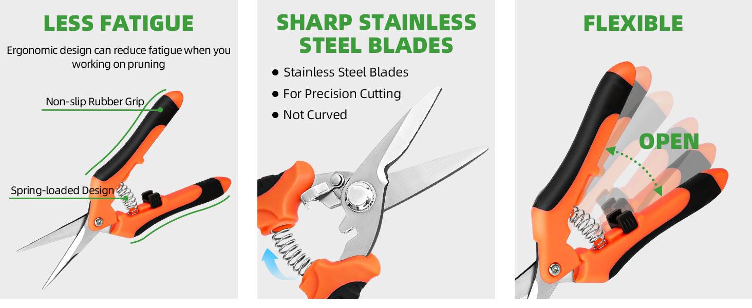 3 Pack Garden Pruning Shears, Stainless Steel Shears, Gardening Shears, Scissors, Garden Clippers, Pruning Snips, Pruning Shears for Gardening Tools