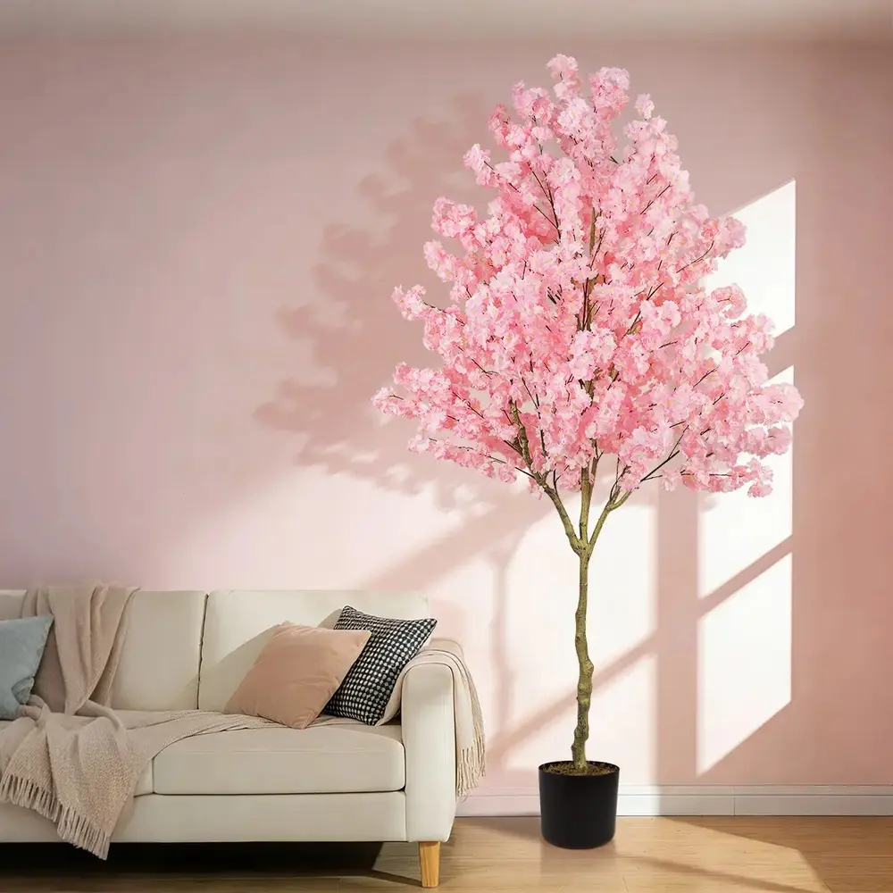 Olive,cedar,realistic,Artificial Cherry Blossom Tree,6ft 7ft 8ft Tall, Handmade Light Pink Cherry Tree, Fake Flower Faux Silk Leaves Plant, Artificial Plants for Home Office Indoor Outdoor Party Wedding Christmas Decor,Tropical,Crochet,Preserved,pi,,table