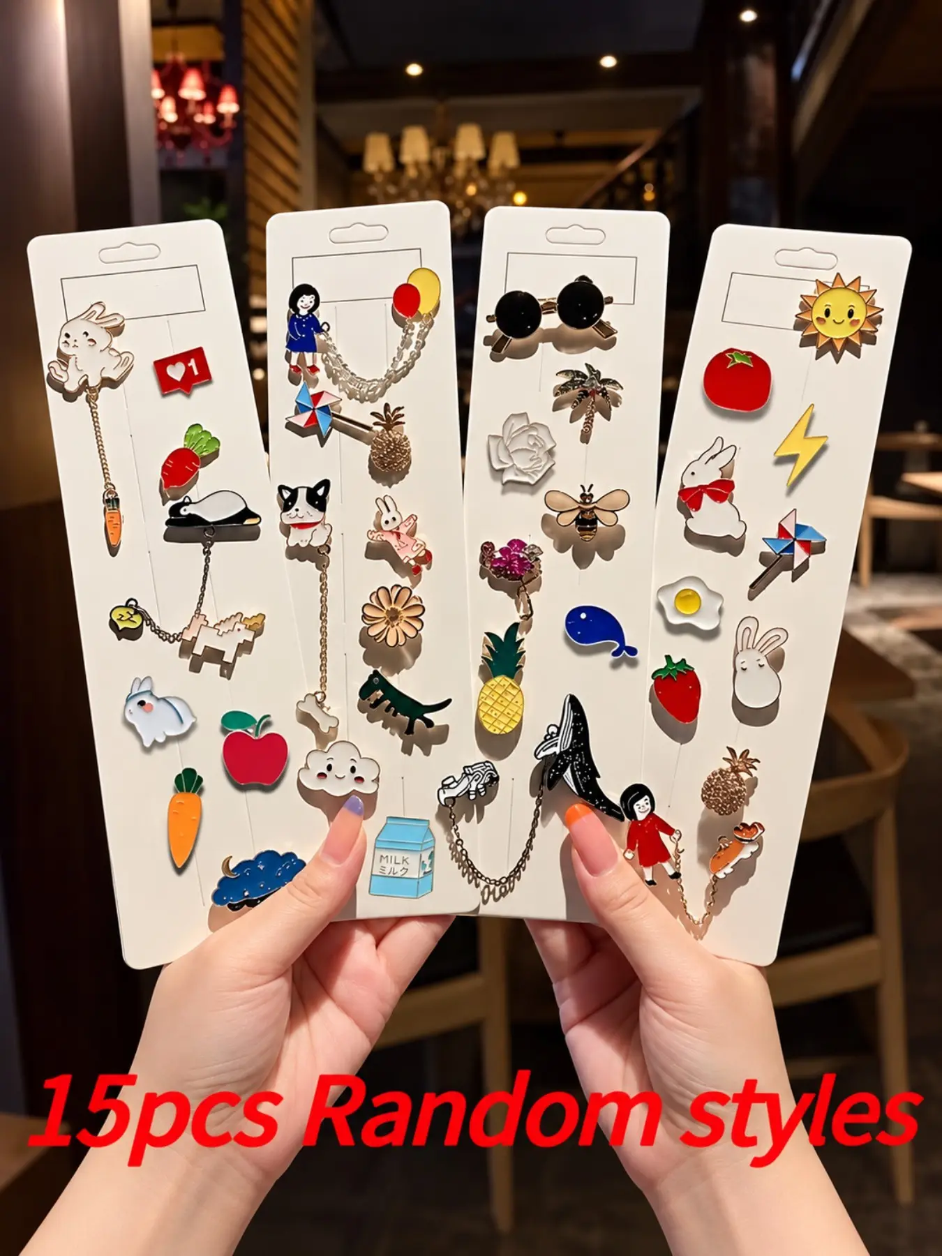 15pcs Set Cute Enamel Pins, Bulk Brooches Button Pins, Aesthetic Funny Cartoon Plant Animal Pins, for Backpacks Bag Hat Badge Gift