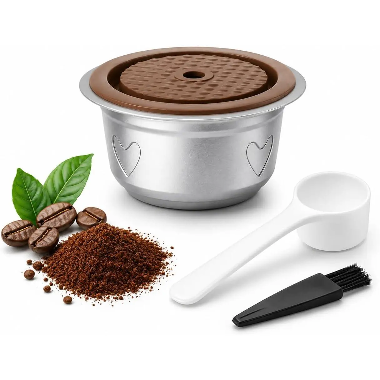 Reusable Espresso Pods for Nespresso Vertuo Pop, Next & Plus – 304 Stainless Steel Refillable Coffee Capsule with Food-Contact Tested Silicone Lid, Rich Crema 80ml Espresso Pod