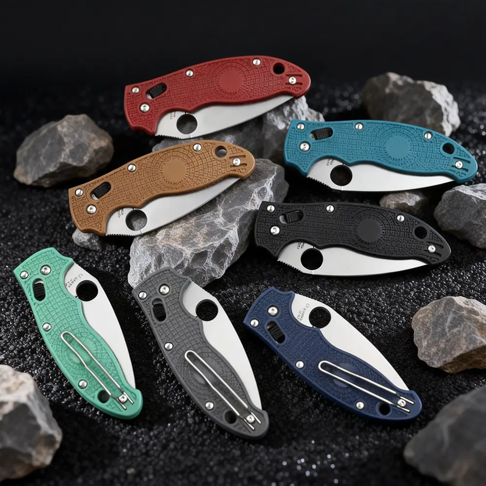 CTS BD1N Steel C101, 3.37 in Drop Point Blade, FRCP Handle, Button Lock, EDC Outdoor, Gift Box