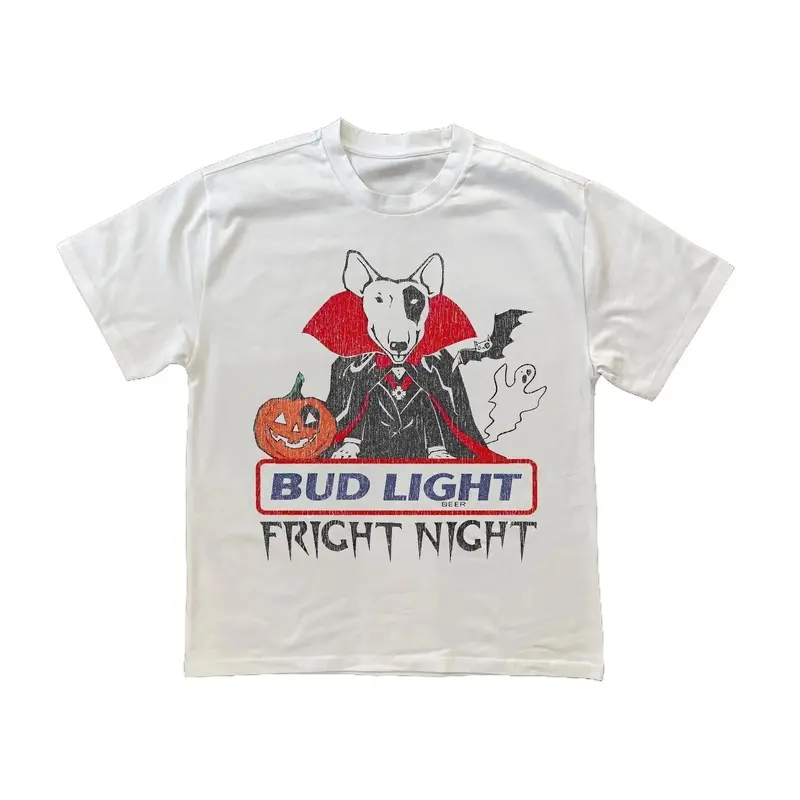 [100% cotton]80'S BUD LIGHT FRIGHT NIGHT WHITE T-SHIRT