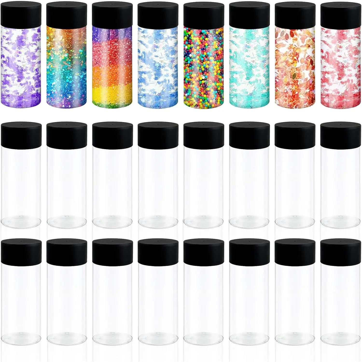 24 Pcs Sensory Bottles with Lids, 12 oz/ 350 ml Leakproof Clear Plastic Reusable Empty Bottles for Sensory Crafts Classroom Handmade Party Supply