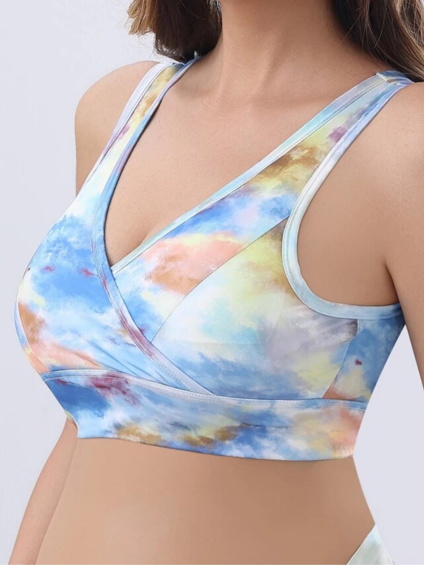 Women's Tie Dye Print Wrap Nursing Bra, Breathable Comfortable Breastfeeding Maternity Bra, Pregnancy Maternity Bra, Maternity Lingerie for All Seasons