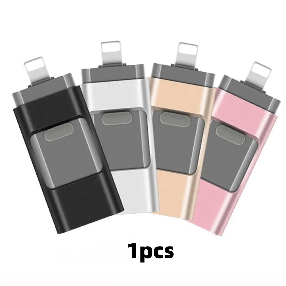 4-in-1 Flash Drive for iPhone & Type-C & Android & PC, High-Speed USB 3.0 External Storage 64GB/128GB/256GB/512GB/1TB, Backup Photos and Videos, USB Memory Stick PenDrive Thumb Drive