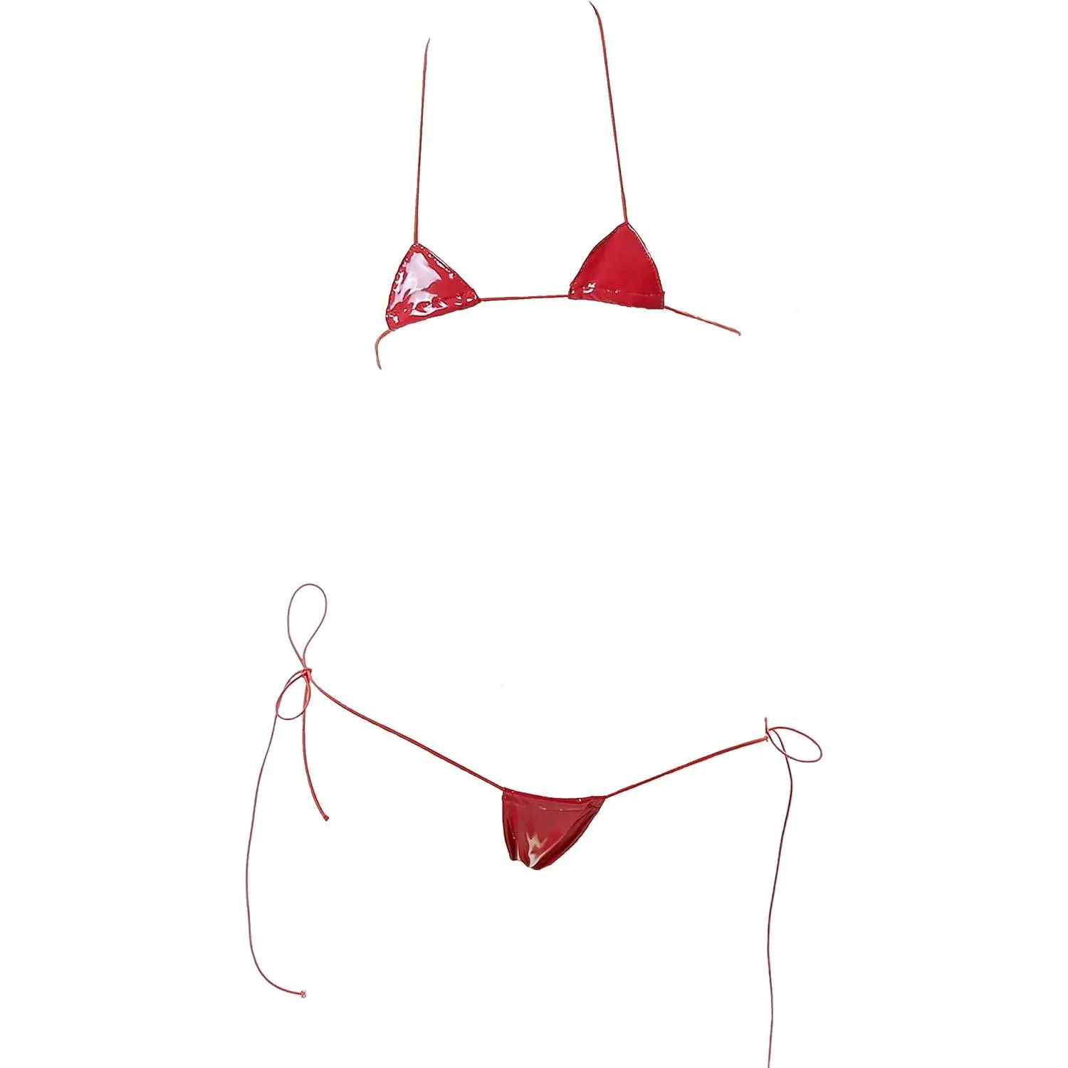 Leather Micro Bikini Extreme Anime Lingerie Sexy Cosplay Outfit Japanese Bra Panty Set Two Piece Thong Swimsuit