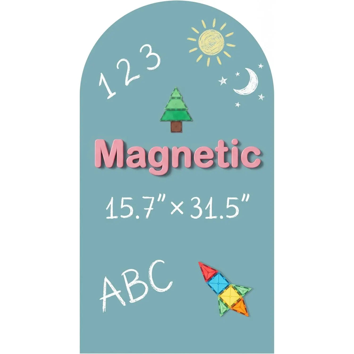 15.7"x31.5" Celadon Magnetic Arch-Shape Peel-Stick Vinyl Chalkboard Wall Decal, Montessori Drawing Board for Toddlers-Kids, Ideal for Playroom Classroom