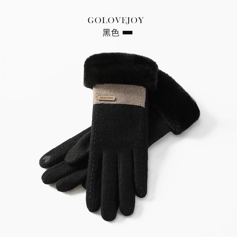 Winter cashmere gloves women's outdoor fleece thickened thermal gloves cold-proof touch screen gloves