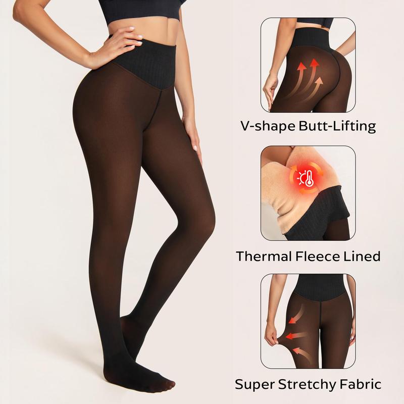 KatchMe Women's Minimalist High Waist Seamless Stretchy Fleece Tights Pantyhose,Versatile Pantyhose for Daily Wear Outdoor, Streetwear Outfits