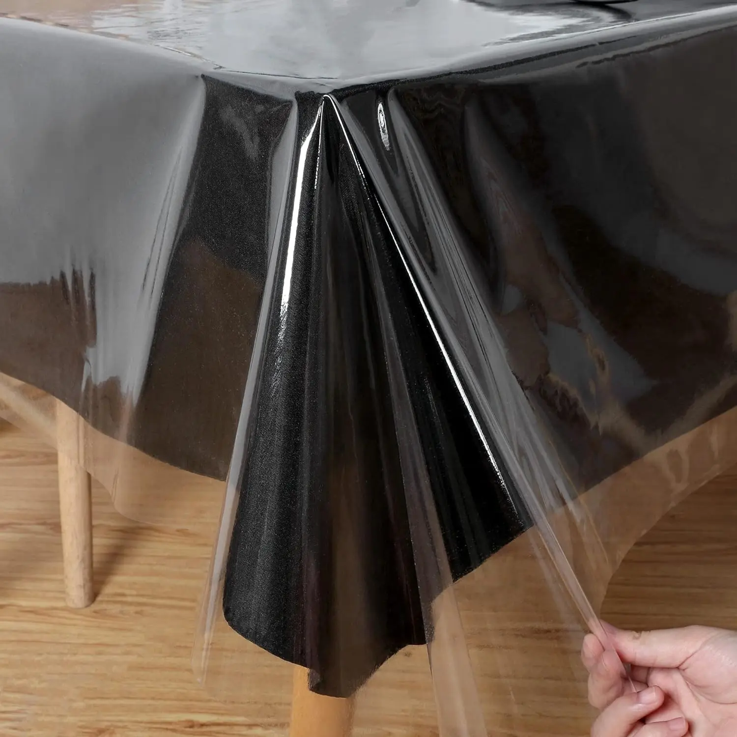 Clear Plastic Tablecloth 60 x 84 Inch, 100% Waterproof Oil-Proof Spill-Proof Vinyl PVC Table Cloth, Wipeable Rectangle Tablecloth Protector for Dining Table, Outdoor and Indoor Uses, Clear