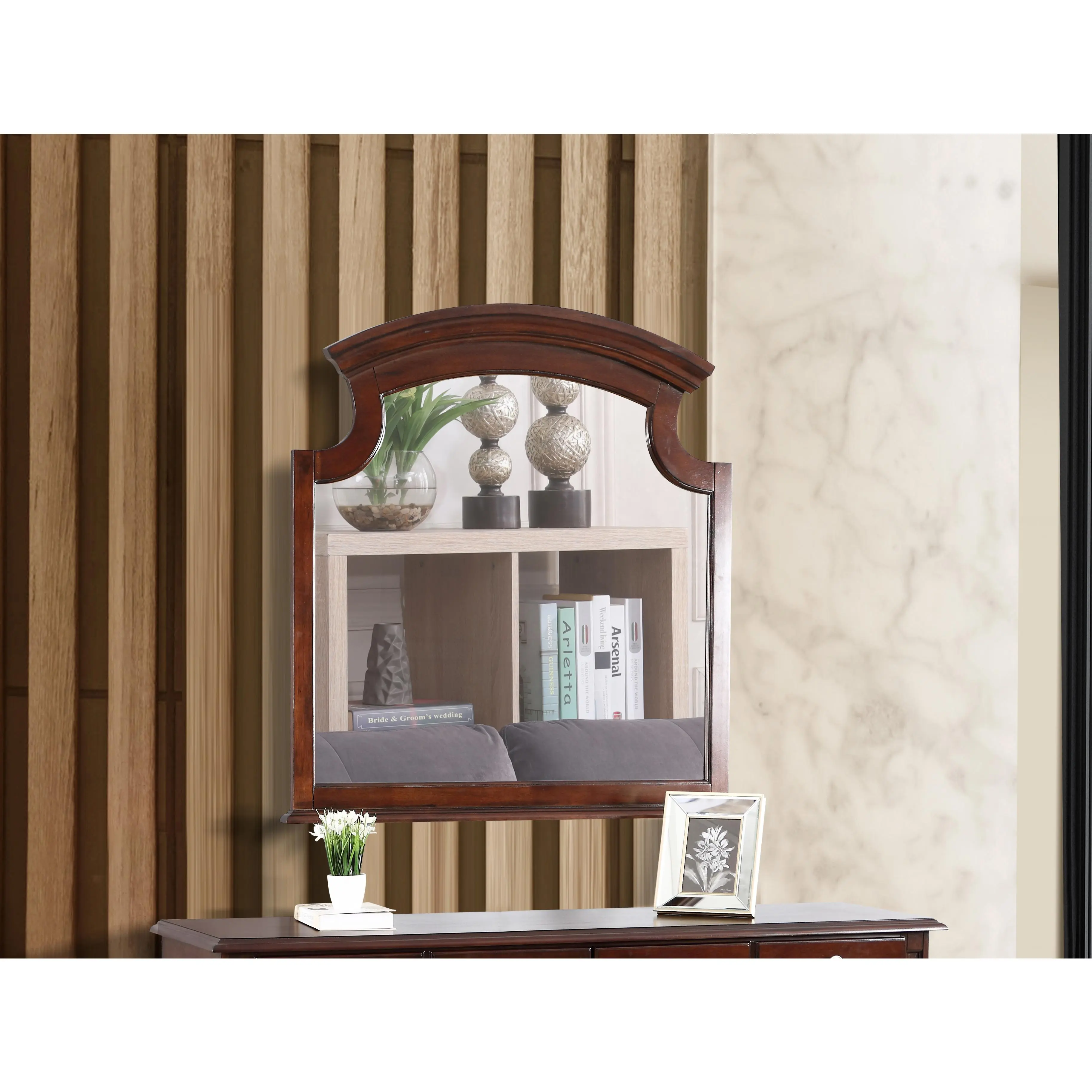 Nokaa Summit Wall Mirror Cabinet with Storage, Cappuccino Finish, Low Distortion Glass, Real Wood Veneers, Wall-Mounted Medicine Cabinet for Bathroom, Living Room, Entryway, Single Box Product
