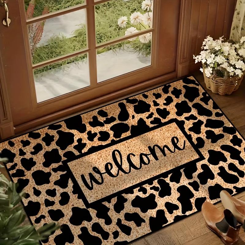 Patterned Cowhide Doormat, Stylish Brown, Suitable for Entrances, Bathroom Doors, Toilets, Hallway, and More. Ideal for Kitchens, Dining Rooms, Bathrooms, Hallways, Bedrooms, and Home Décor.