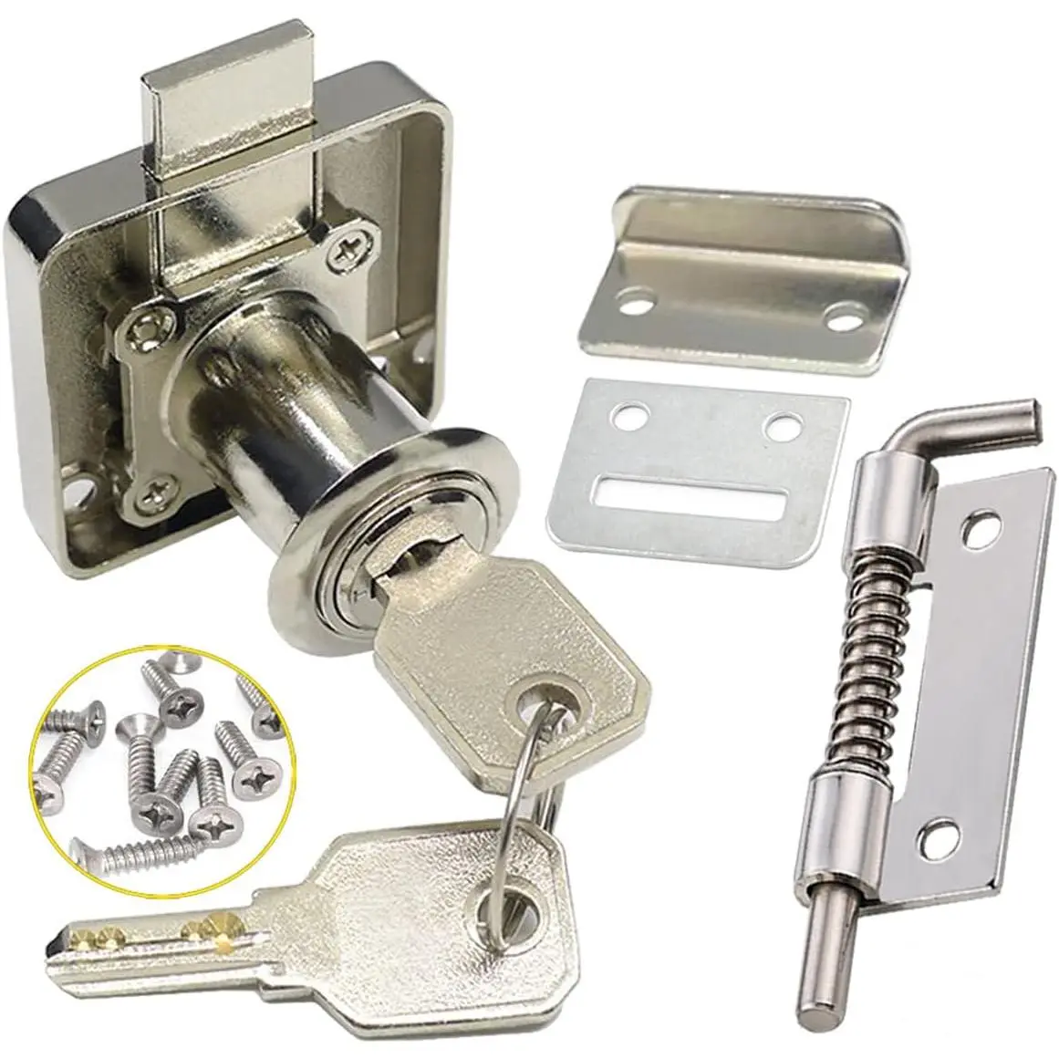 Heavy-Duty Safety Lock Body with Deadbolt (Keyed Different) - Door Locks for Cabinet, Chest of Drawers, Desk, Kitchen, Fits Single/Double Doors, 2/3 in-7/8 in Wooden Panels (1 Pack)