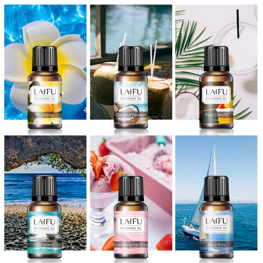 6x10ML Summer Essential Oils Set for Diffuser, Aromatherapy, Candle Making - Tropical Scents