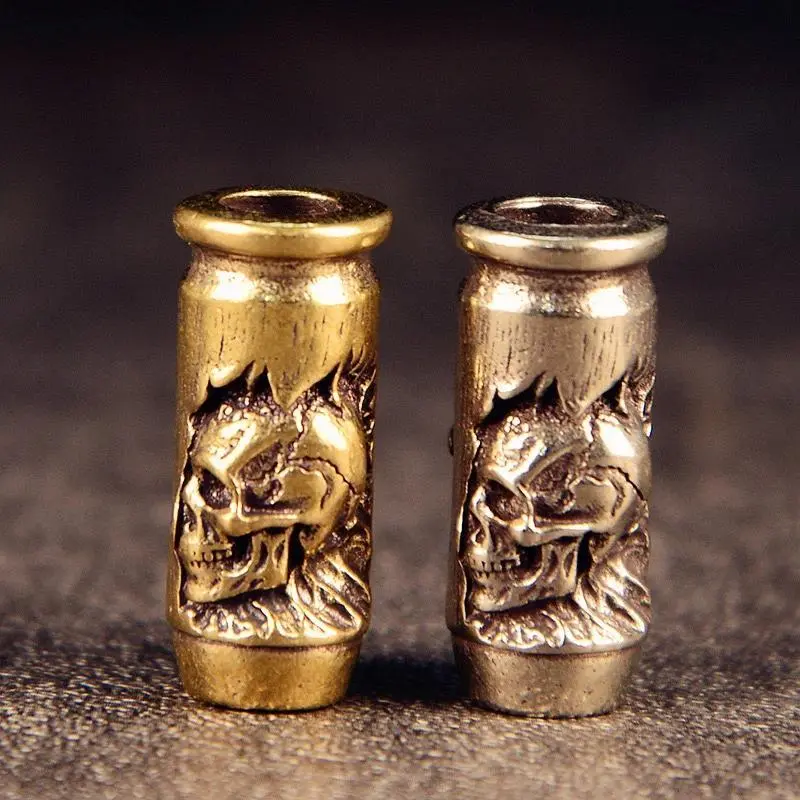 Gothic Skull Cross Bullet Knife Drop Brass Knife Beads - Unisex EDC Stress Relief Fidget Toy for DIY Enthusiasts, Paracord Woven Bracelets, Lanyard Pendants Accessories