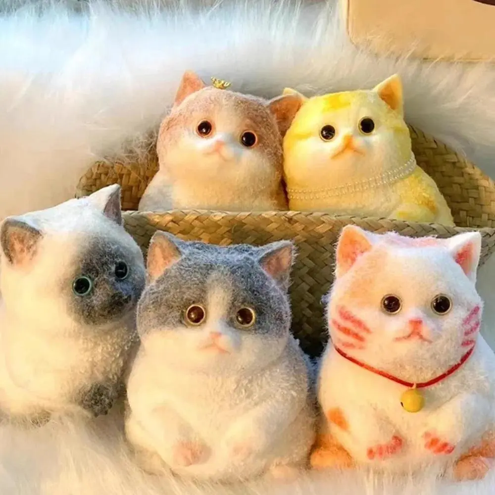 Taba Squishy Cute Flocking Cat  Fidget Toy Extra Large Sensory Stress Relief Toy for Kids Adults Anxiety Relaxation Squeeze Gift mesh ball slow rise
