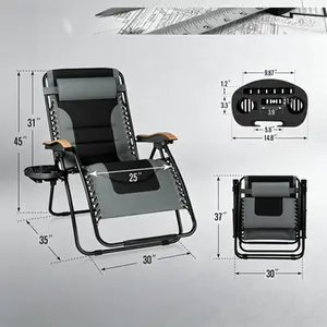 Extra-large thickened zero-gravity chair, 26inch / 28inch / 30inch wide foldable patio recliner, anti-gravity recliner with cup holder, weight capacity 400 pounds