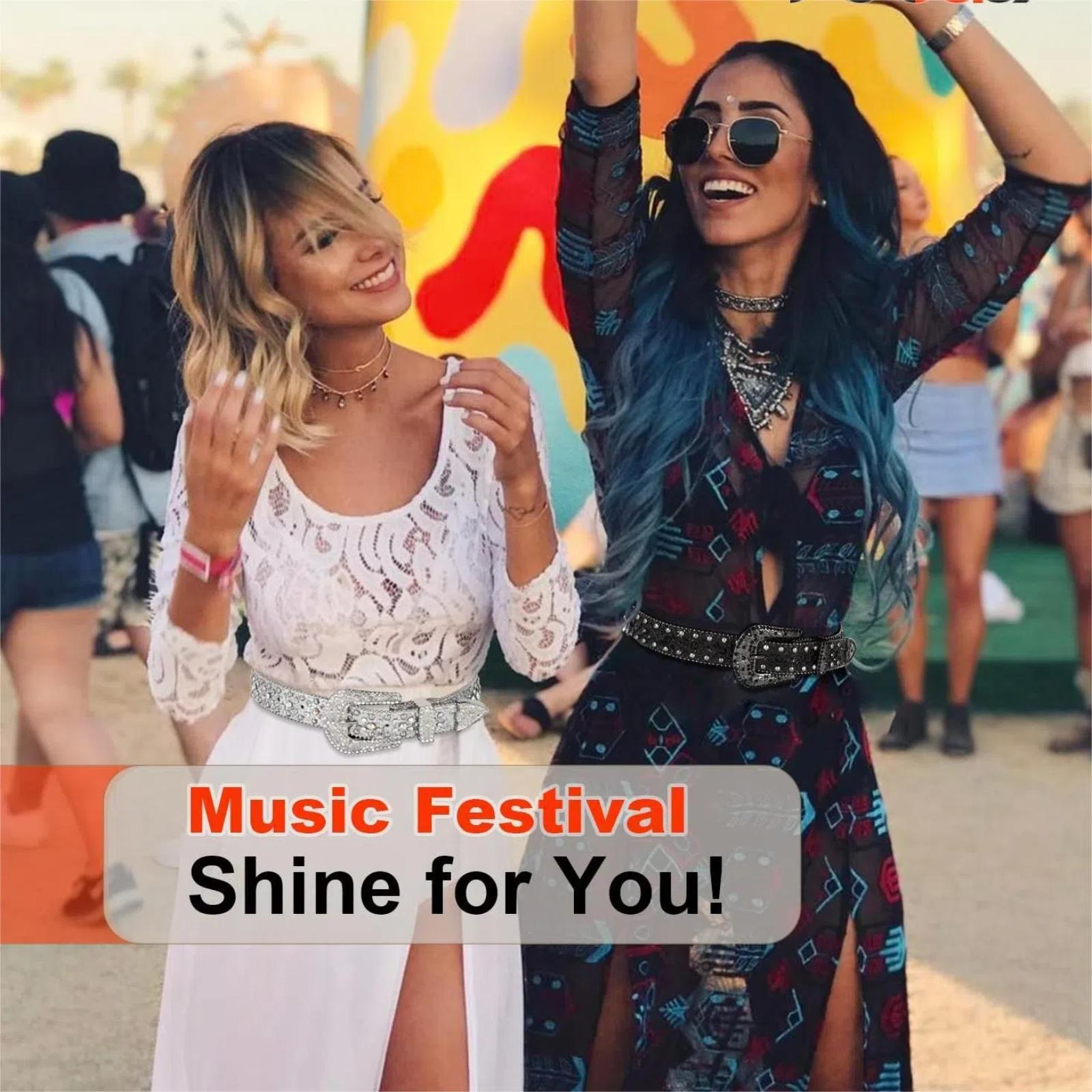 XZQTIVE Rhinestone Belt for Men and Women - Perfect for Jeans, Dresses, Western Cowgirl Cowboy Style, Studded with Glitter and Sequin Strap Belt, a Fashionable Accessory for All Occasions SpringStatements