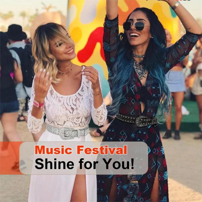 XZQTIVE Rhinestone Belt for Men and Women - Perfect for Jeans, Dresses, Western Cowgirl Cowboy Style, Studded with Glitter and Sequin Strap Belt, a Fashionable Accessory for All Occasions