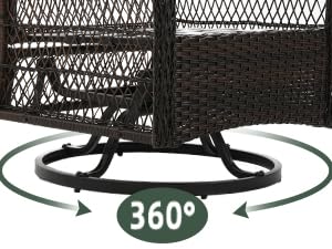 Amopatio Greenish Spring 3 Pieces Patio Bistro Set, Rattan Wicker Swivel Rocking Chairs with Thickened Cushions and Table, Comfortable Outdoor Furniture for Garden Lawn Amopatio Greenish Spring 3 Pieces Patio Bistro Set, Rattan Wicker Swivel Rocking Chairs with Thickened Cushions and Table, Comfortable Outdoor Furniture for Garden Lawn