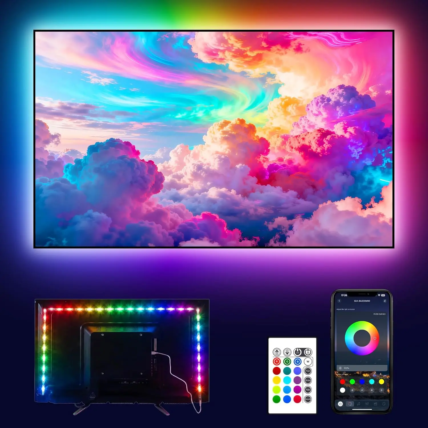 TV LED Backlight for 40-60 Inch TV, 8.2ft LED Lights for TV with  APP & Remote Control, 16 Color Led Strip Lights Changing TV Lights Behind with  Sync for Bedroom