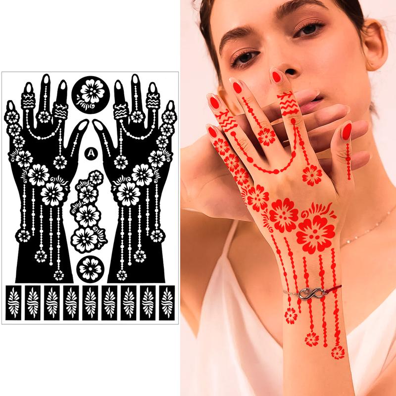 12 Large Hollow Tattoo Templates, Creative Reusable Body Art Stencils for Henna, Easy Application, Perfect for Beginners & Professionals