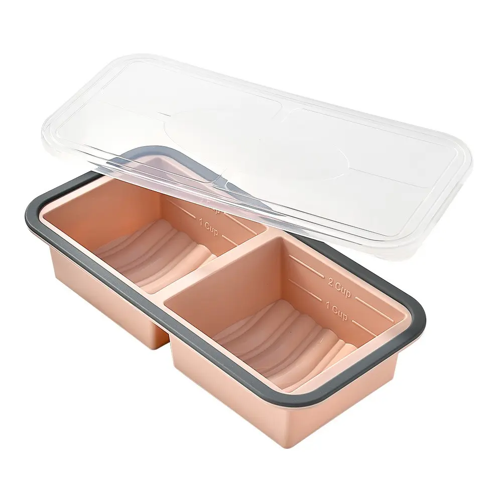 Silicone Divided Lunch Box, Food Freezer Storage Container, Reusable Meal Prep Mold, Leak-Proof Design, Durable Silicone Material