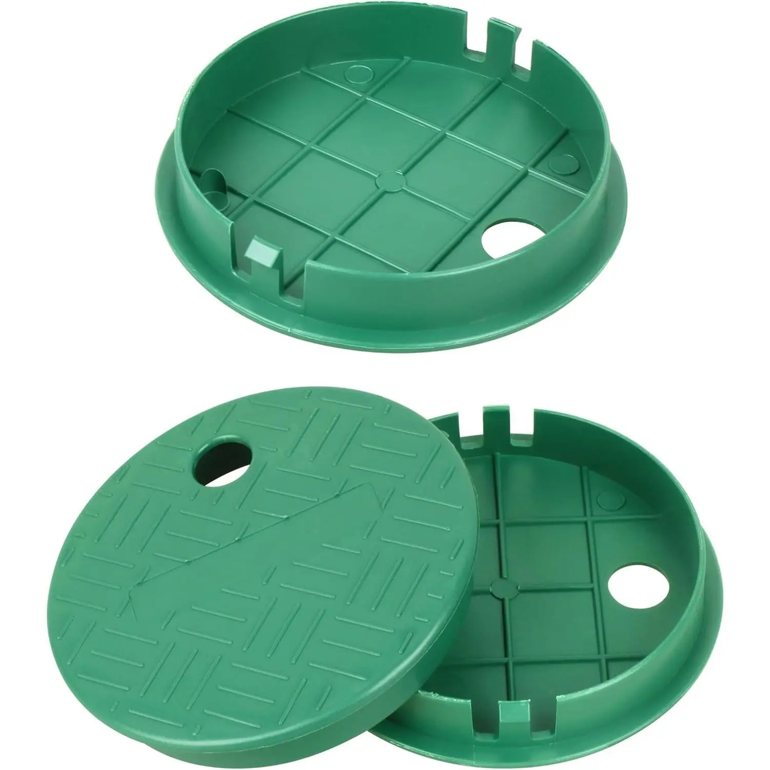 Valve Box Cover 6 Inch, Round Sprinkler Irrigation Cover, Green,Compatible with outside irrigation valve boxes that have an inner diameter of 5.5 inches and an outer diameter of 6 inches Pack of 3
