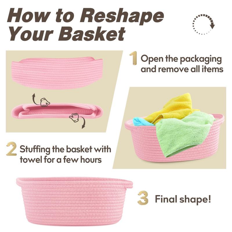 Woven Basket with Gift Basket Set,christmas Rope Baskets,christmas Gifts for Bathroom Decor Set,Small Woven Gift Basket with Handles,Boho Rope Woven Gift Basket for Bathroom&house Organizers Shelf Cotton