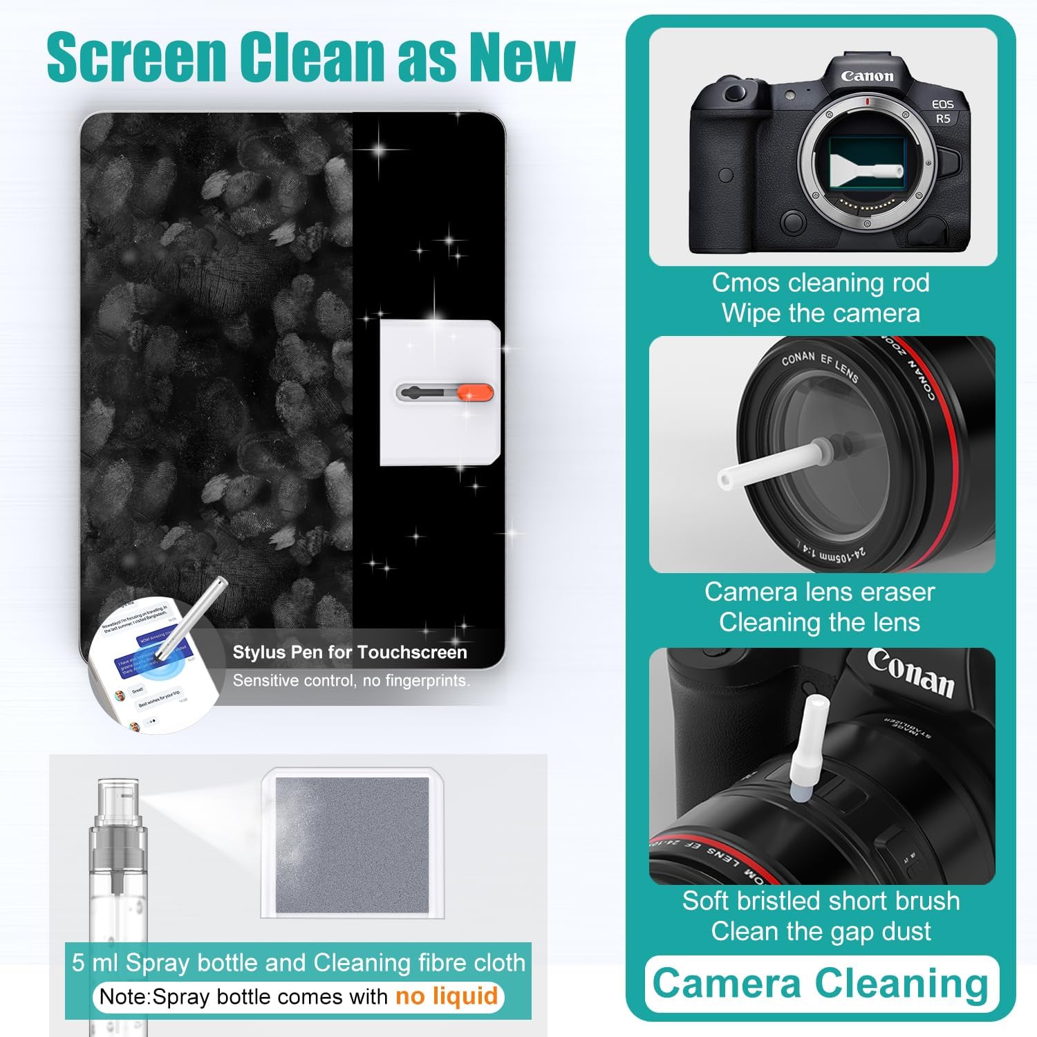 A 32-in-1 keyboard cleaning kit with brush, laptop cleaning kit, mobile phone cleaning tools, speaker cleaner, Cleaner tool set, suitable for headphones, mobile phones, computers, screens, camera lenses, and electronic devices