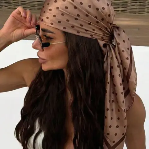 Women's Polka Dot Glossy Satin Head Scarf, Casual Fitted Hair Wrap Turban, Multi-Use Neck Scarf, Beach Vacation Accessory, Versatile Headscarf