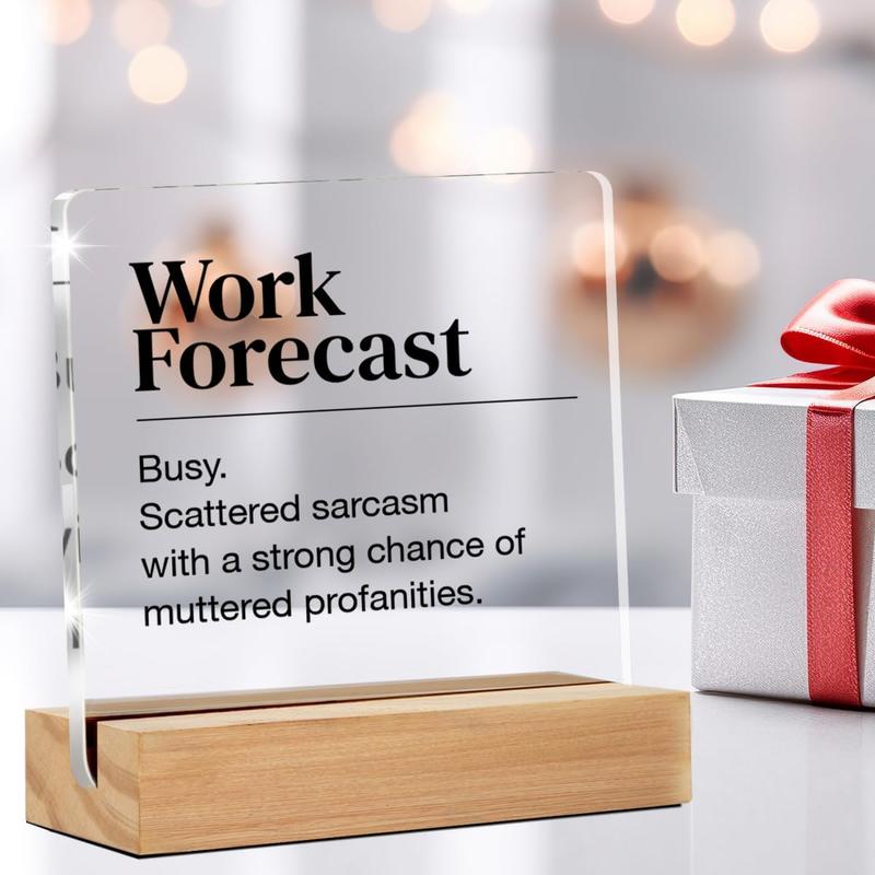 Funny Office Desk Sign - Humor Work Forecast Clear Decorative Sign for Cubicle (4 x 4 Inches) Funny Office Desk Sign - Humor Work Forecast Clear Decorative Sign for Cubicle (4 x 4 Inches)