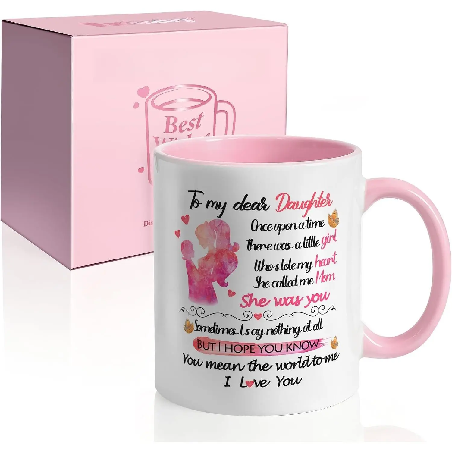 To My Dear Daughter Coffee Mug, Valentine's Day & Birthday ,  Daughter  From Mom, You Mean the World to Me Cute Cup 11OZ