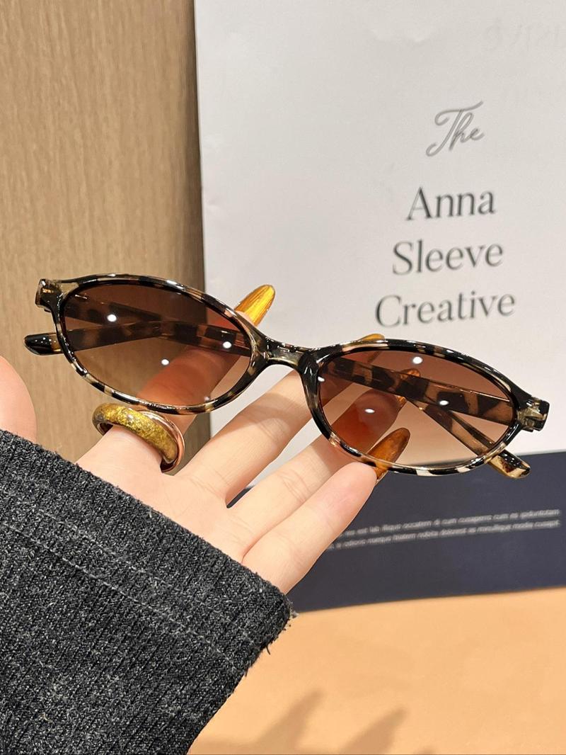 Women's Leopard Pattern Sunglasses, Trendy Casual Oval Frame for Everyday Use, Fashion Accessories for Outdoor Activities, Classic Oval Sunglasses
