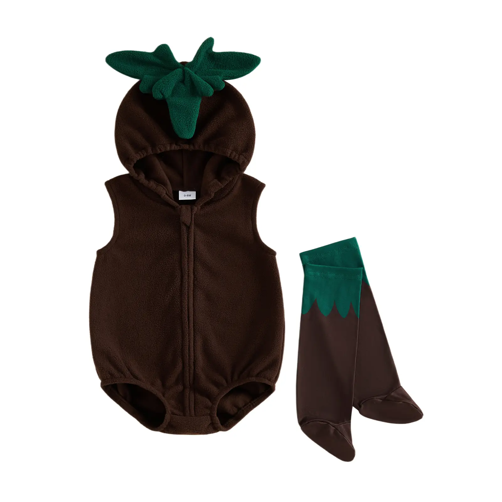 Canrulo Toddler Baby Boy Girl Halloween Costumes Sleeveless Zip Up Hooded Mandragora Romper with Stockings 0-24 Months