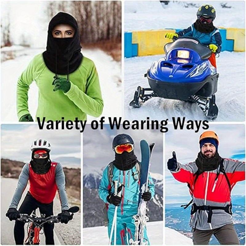 Winter Drawstring Balaclava Hat Windproof Ski Mask Solid Color Bicycle Outdoor Cold Mask Women Hooded Scarf Unisex