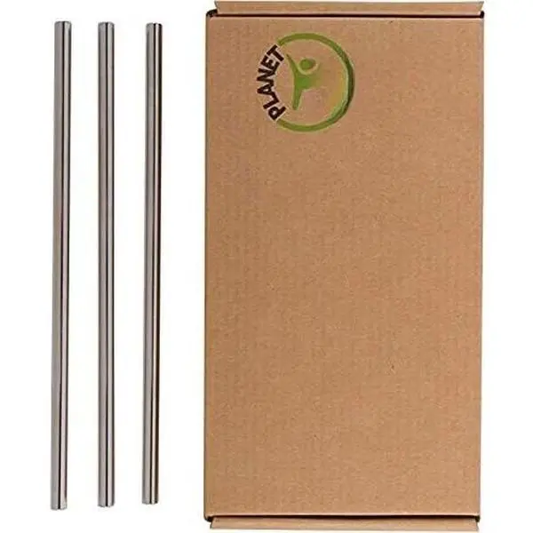 3-Piece Metallic Finish Stainless Steel Drinking Straws Single Set - Kitchenware Drinkware Accessory for 20oz Tumblers