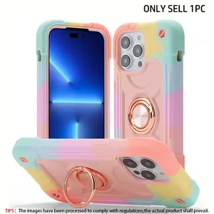 Shockproof Phone Case with Ring Holder, 1 Count Fashion TPU Shockproof Phone Protective Cover, Phone Accessories Compatible with iPhone 11 12 13 14 15 16 17Air 17 Pro Max, Shockproof Protector, Shockproof Cellphone Accessory