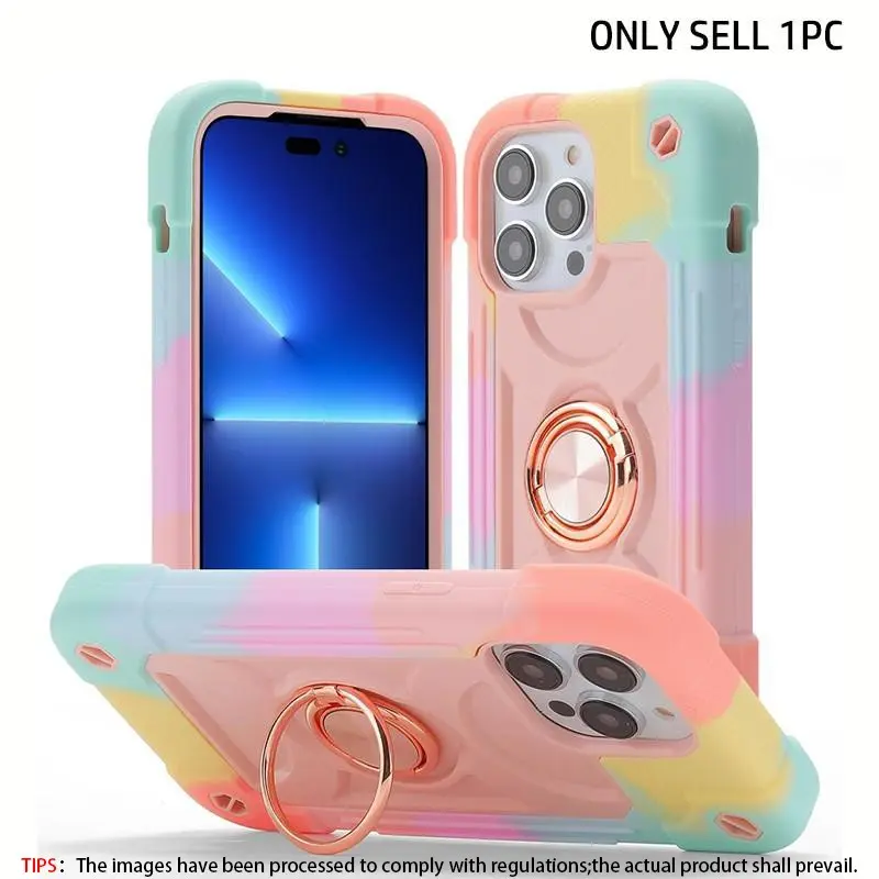 Shockproof Phone Case with Ring Holder, 1 Count Fashion TPU Shockproof Phone Protective Cover, Phone Accessories Compatible with iPhone 11 12 13 14 15 16 17Air 17 Pro Max, Shockproof Protector, Shockproof Cellphone Accessory